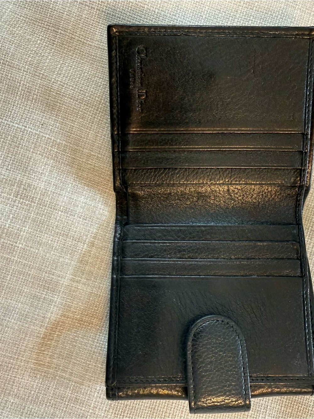 Dior Black Leather Compact Wallet with Silver-tone Bar Accent - Picture 4 of 9